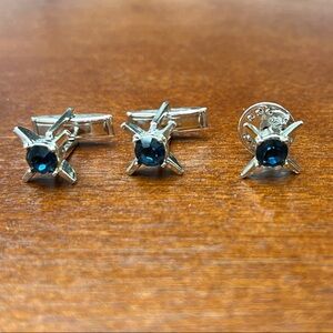 Elegant Silver and Blue Men's Cufflinks